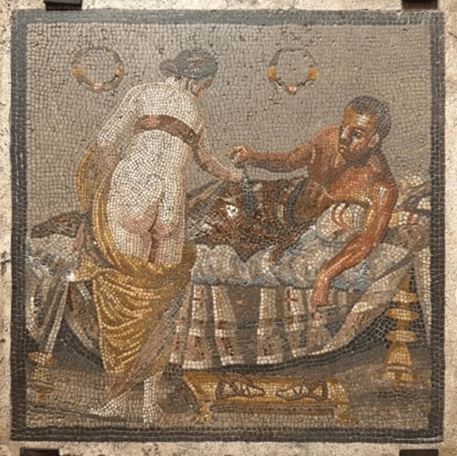 Cold case do mosaico erótico: peça restaurada é reatribuída às Marche, não a Pompeia