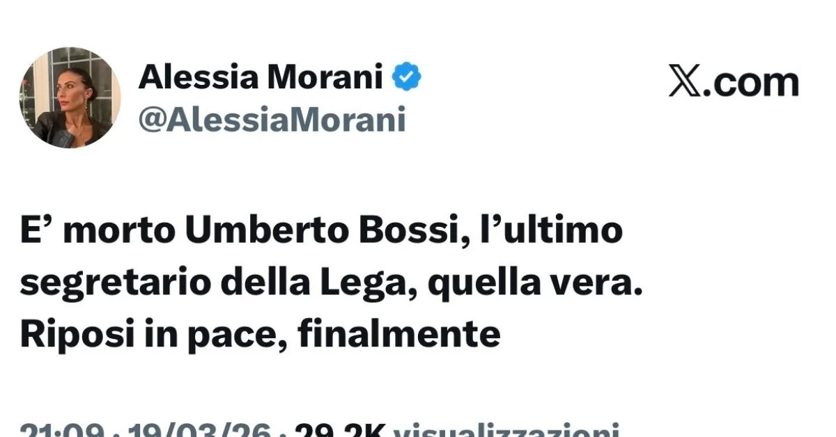Polêmica: Ttweet de Alessia Morani com o “finalmente” sobre a morte de Umberto Bossi e a reação pública