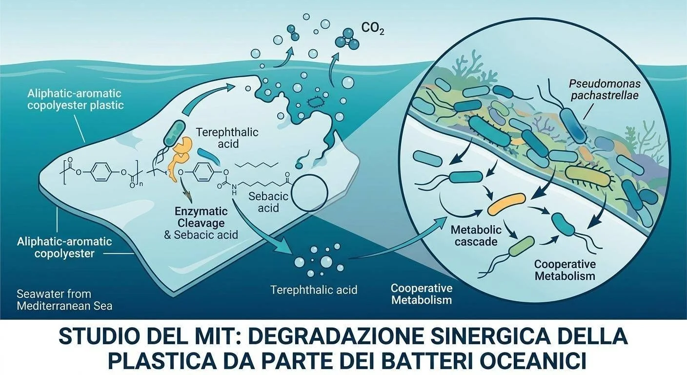 Como bactérias do Mediterrâneo formam consórcios para degradar plástico biodegradável, revela estudo do MIT