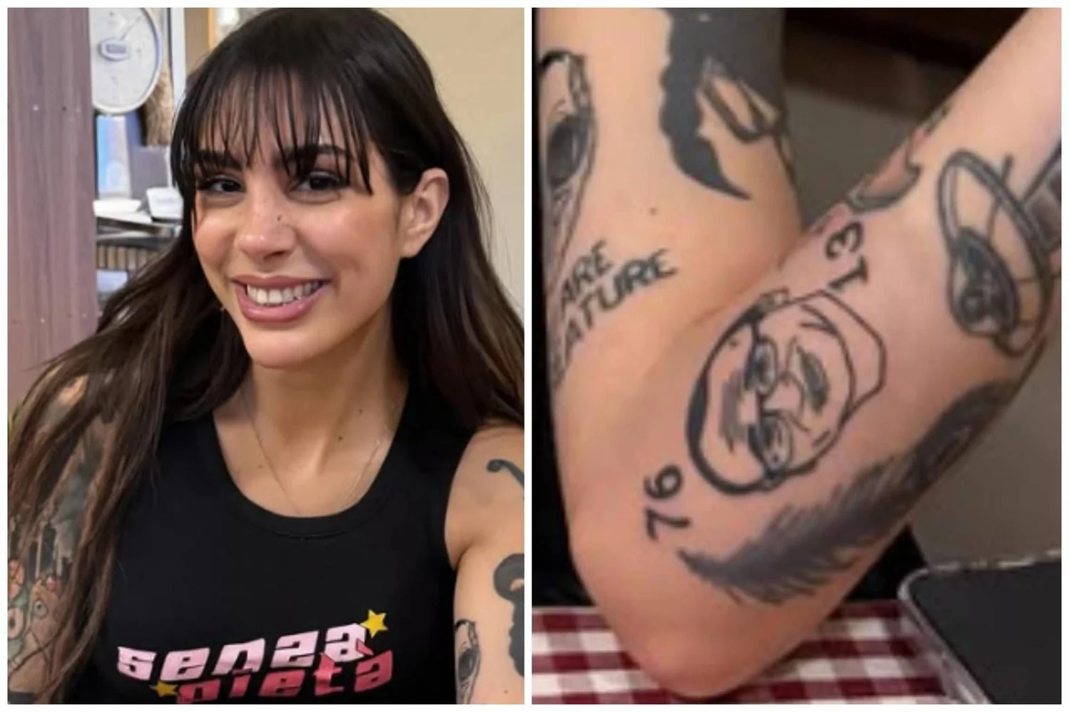 Cleo, vocal das Bambole di Pezza, tatua o nome de Carlo Conti e diz: "Ele me mudou a vida"