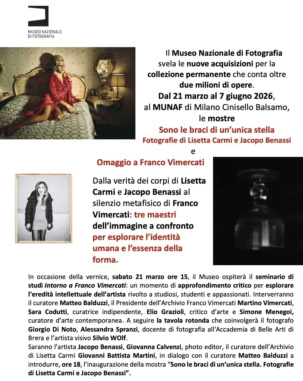 Munaf inaugura mostra com Lisetta Carmi, Jacopo Benassi e homenagem a Franco Vimercati