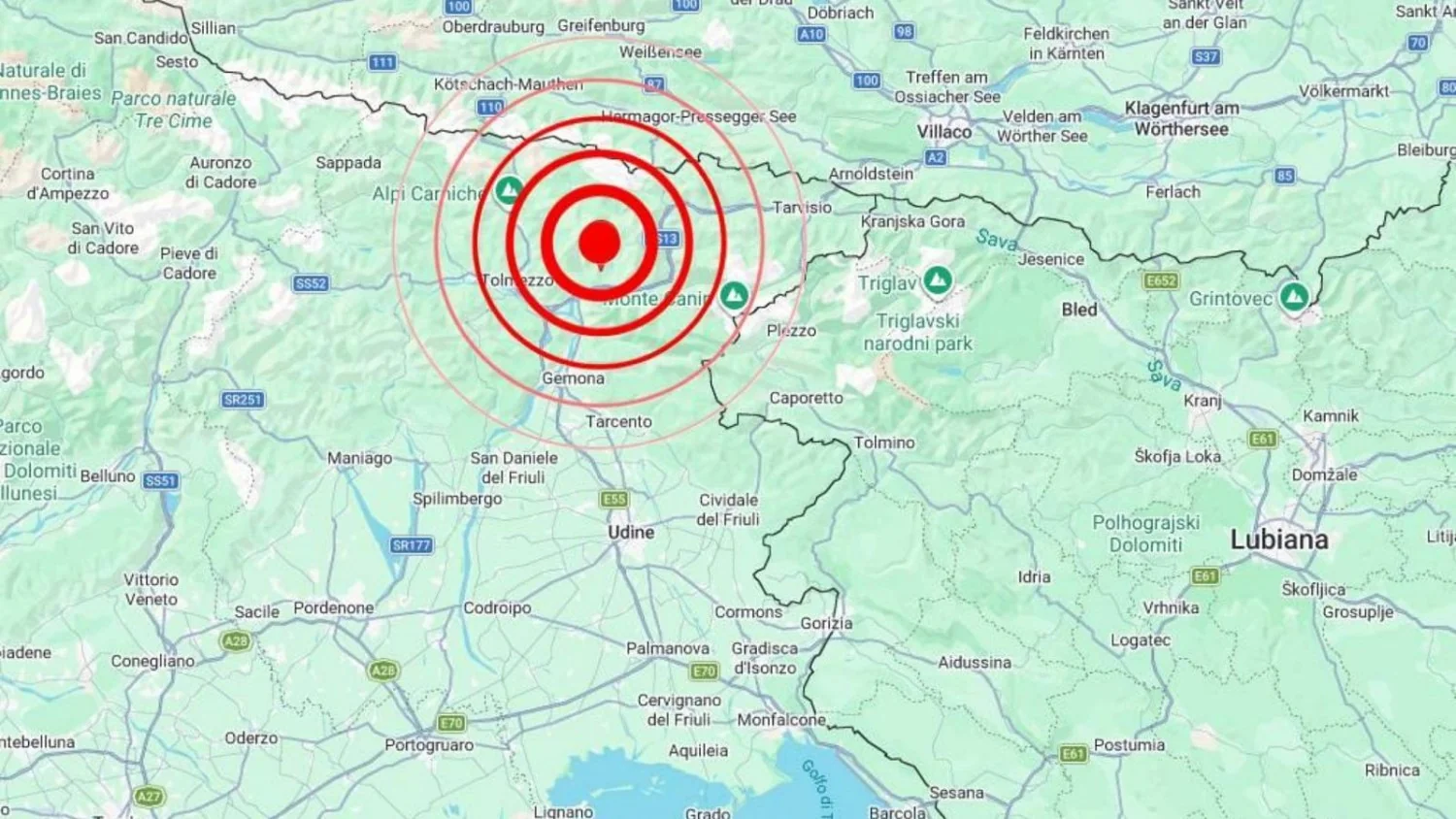 Tremor de magnitudo 3.9 atinge Moggio Udinese; abalo sentido em toda a Carnia