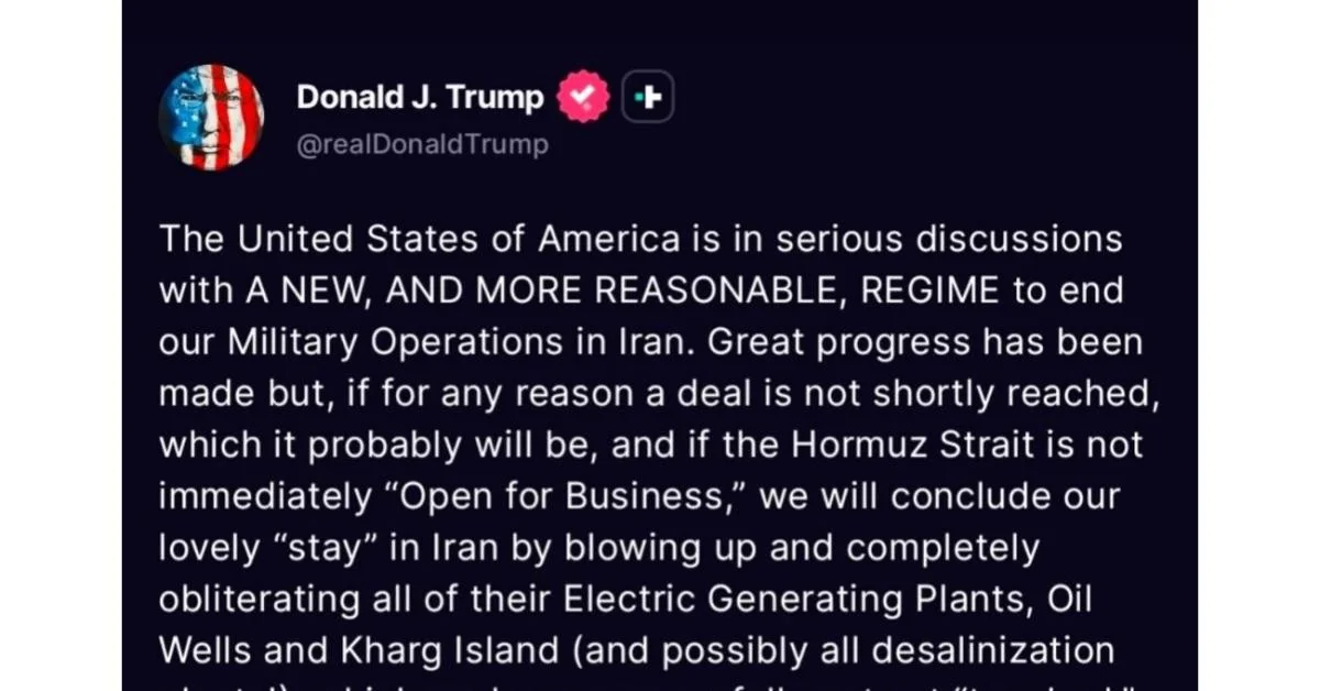 Trump eleva pressão sobre o Irã: ameaça destruir centrais, poços e a ilha de Kharg se Hormuz não for reaberto