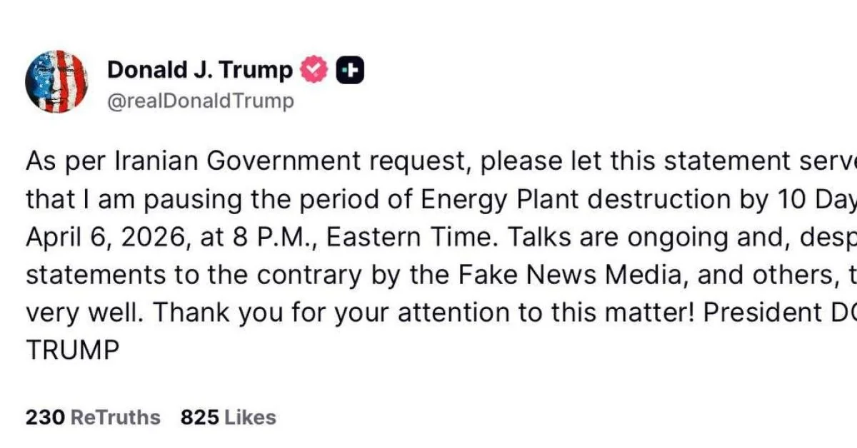 Trump anuncia trégua de 10 dias sobre alvos energéticos do Irã até 6 de abril; Teerã nega negociações diretas