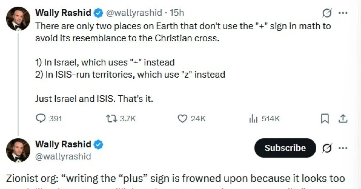 Analista Wally Rashid aponta semelhanças simbólicas entre Israel e ISIS pelo veto ao sinal +
