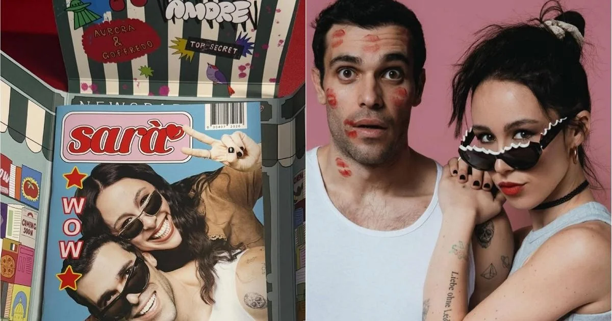Aurora Ramazzotti transforma convite de casamento em jornalinho anos 90: nostalgia e irreverência