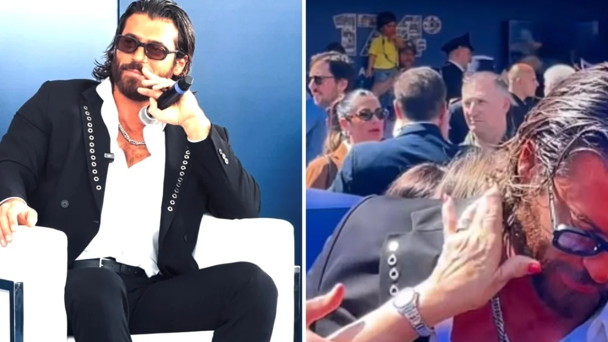 Can Yaman bloqueia toque de fã em Roma durante festa da Polícia e gera polêmica nas redes