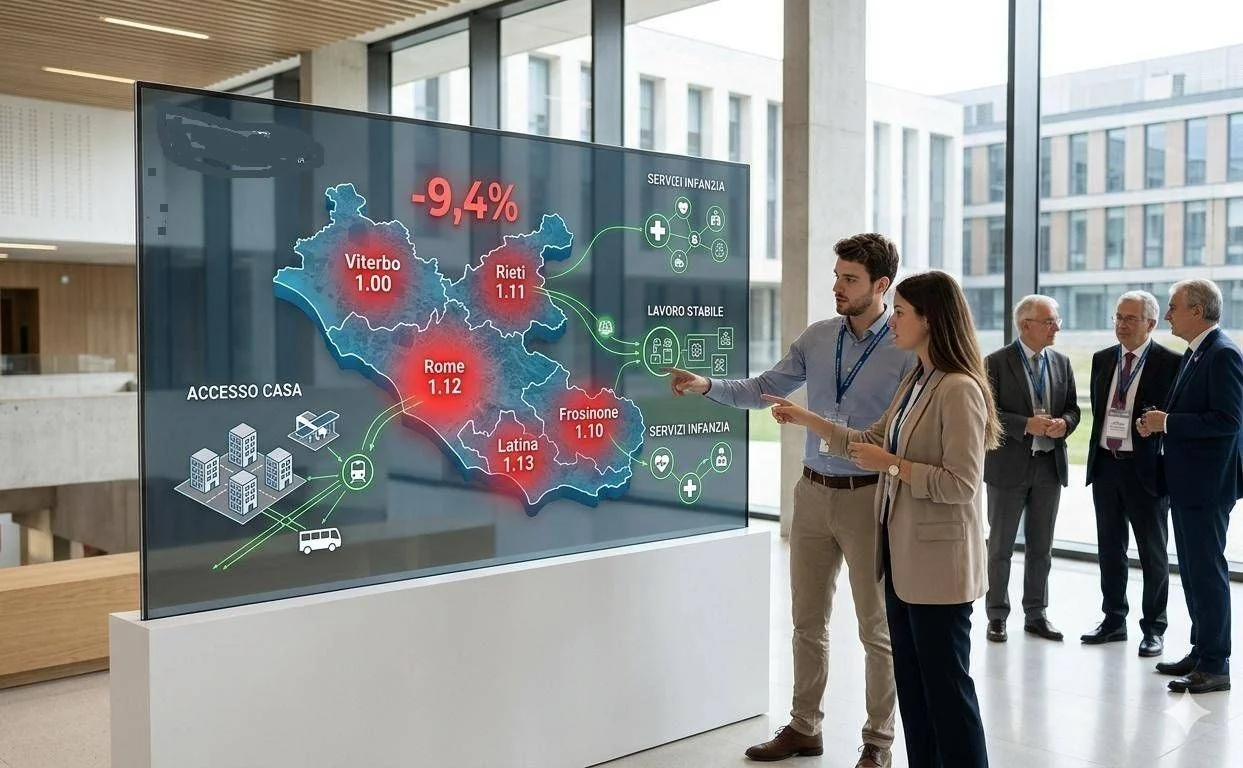 Crise demográfica no Lazio: nascimentos caem 9,4% e exigem pacto regional entre tecnologia e políticas estruturais