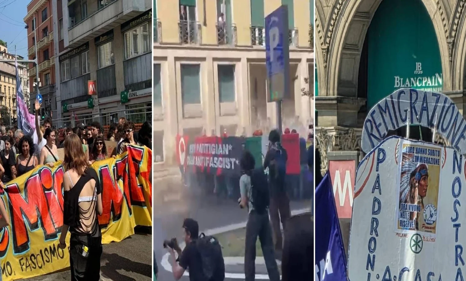 Milão: cortejos e contra-manifestações contra os 'Patrioti' reúnem cerca de 10 mil pessoas; pichações com ameaças a Salvini