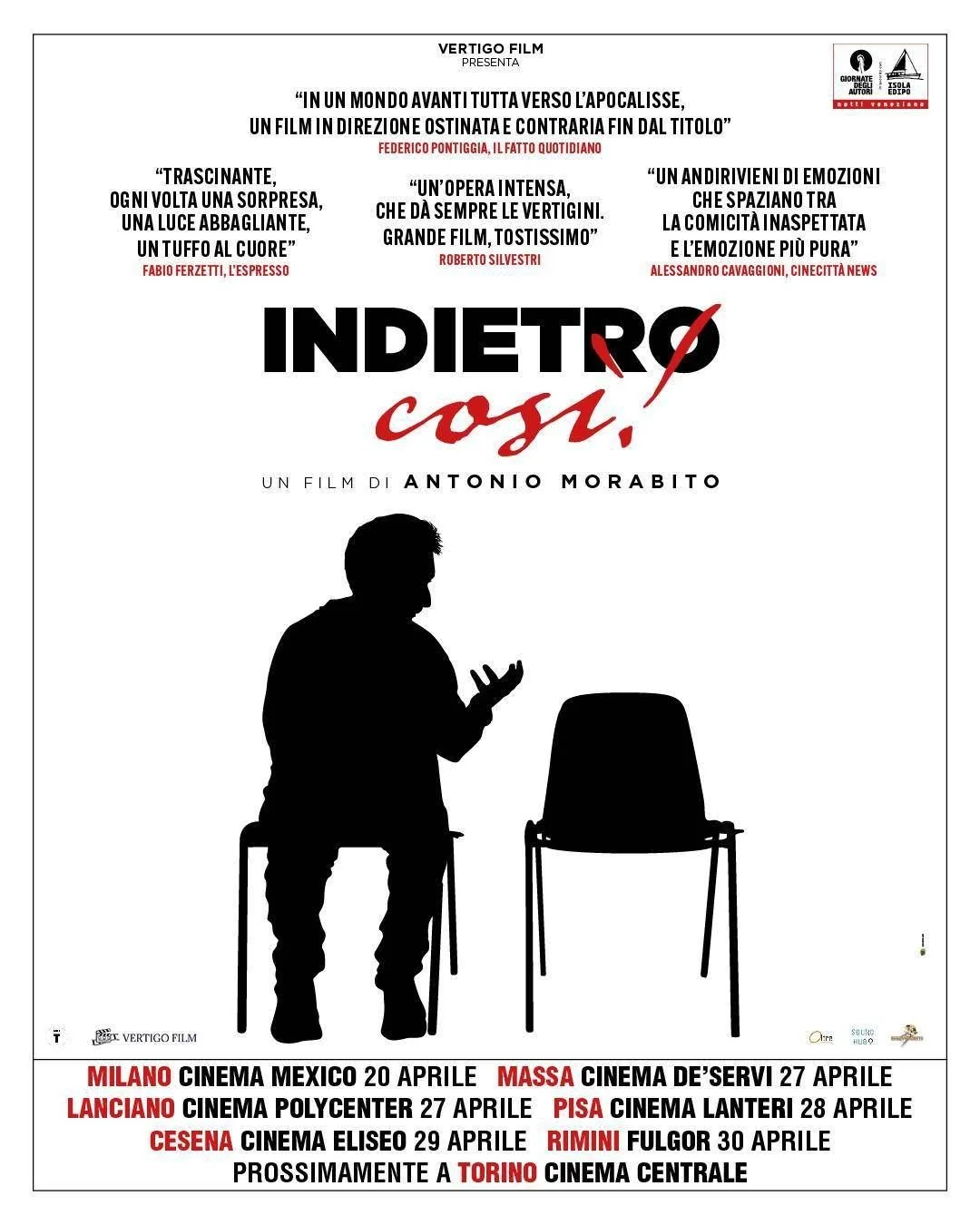 Tour do documentário Indietro così! chega a Milão, Massa, Lanciano, Pisa, Cesena e Rimini