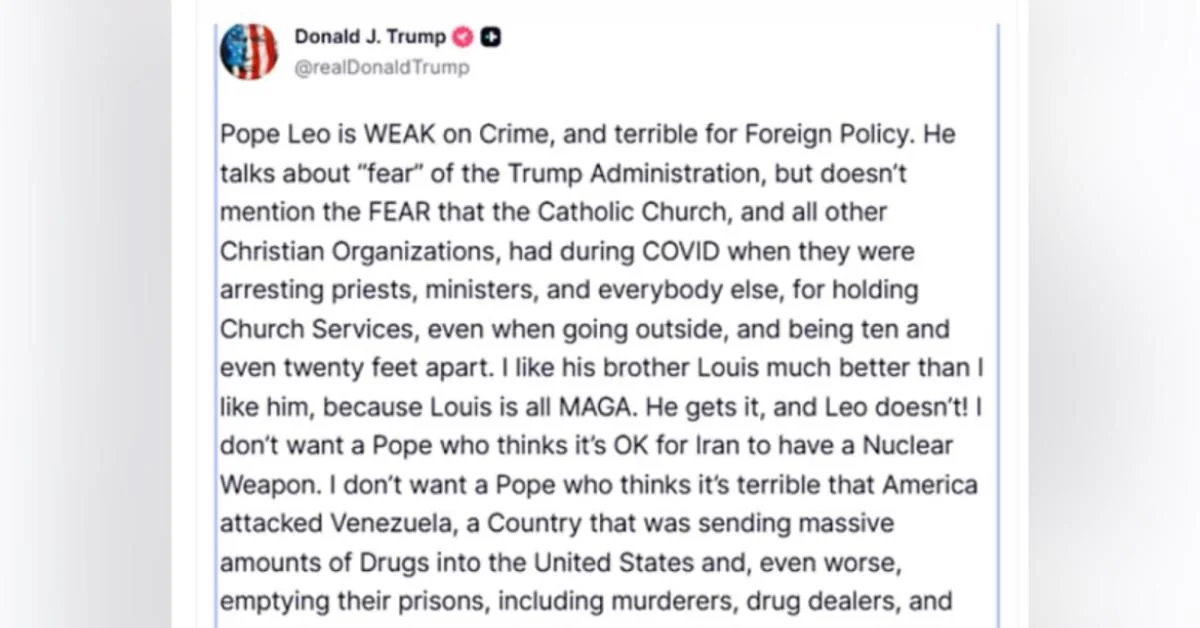 Trump ataca Papa Leone XIV e crescendo de tensão entre Washington e Vaticano sobre o Irã