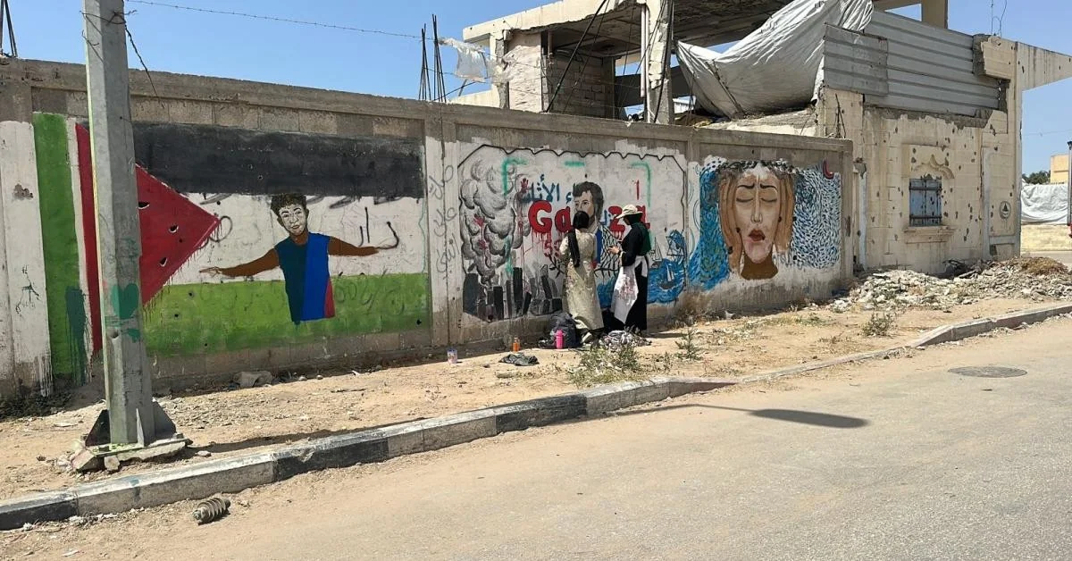 Mural em Al-Bureij reforça solidariedade a Thiago Ávila e à Freedom Flotilla após prisões