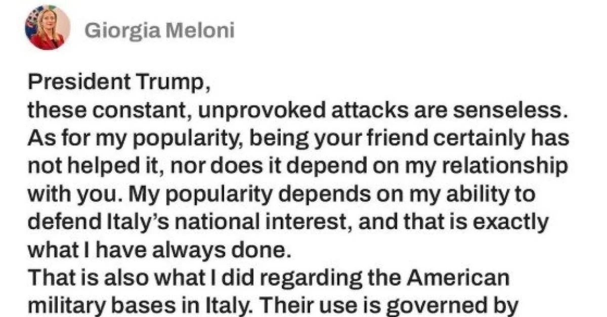Meloni replica a Trump: “Ser sua amiga não aumentou minha popularidade; ocupe-se dos seus votos”