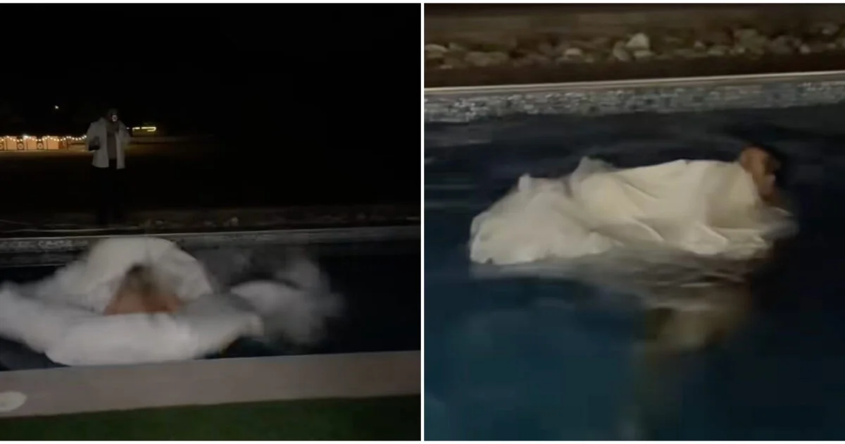 Noiva quase se afoga em piscina por vestido pesado: relato de Shelby Crawford expõe risco subestimado