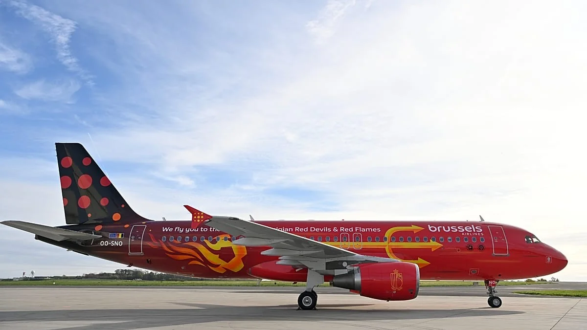 Brussels Airlines provoca Espanha com A320 'Tridente' às vésperas dos quartos do Mundial de 2026