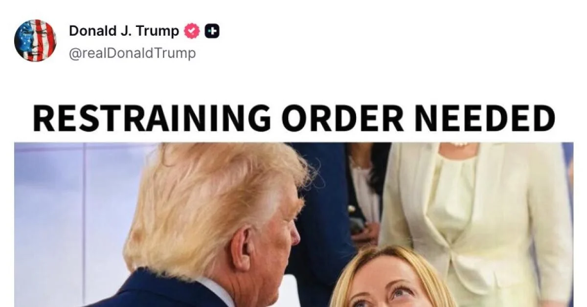Trump zomba de Meloni com foto e ironiza pedindo 'ordem de restrição': o risco para a credibilidade internacional