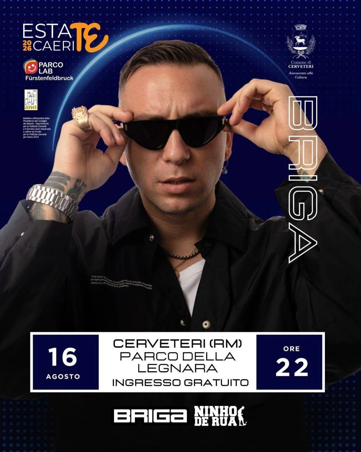 Briga em Cerveteri: concerto gratuito no Parco della Legnara dia 16 de agosto