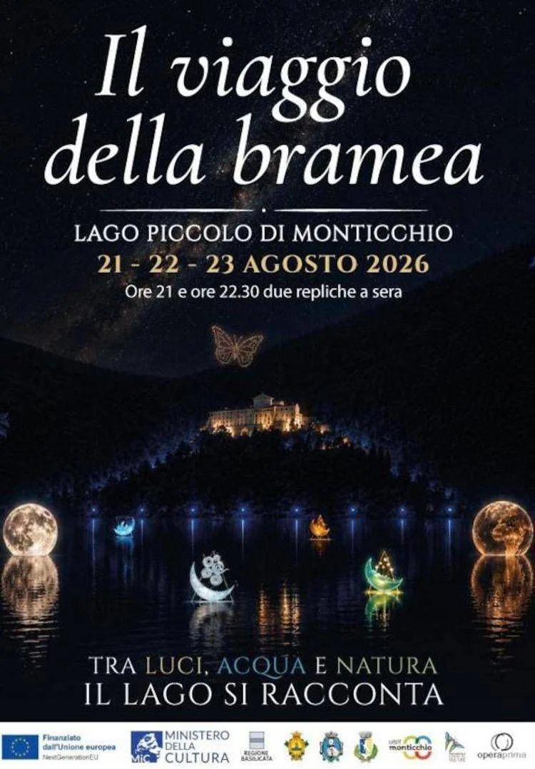 Il viaggio della Bramea: espetáculo de luzes, drones e dança transforma Lago Piccolo em teatro a céu aberto