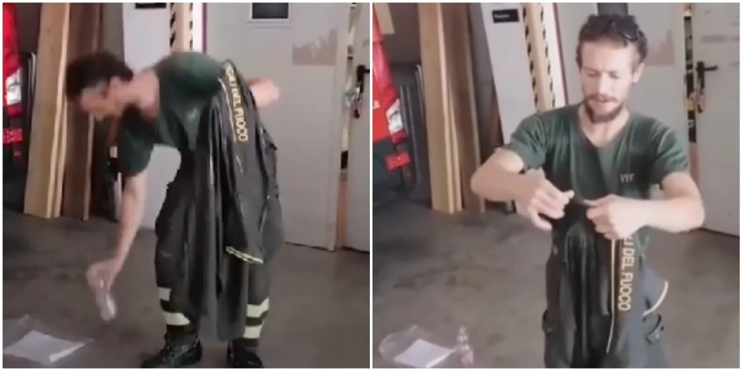 Vídeo viral mostra polo dos Vigili del Fuoco se desfazendo ao contato com água; 300 peças foram substituídas