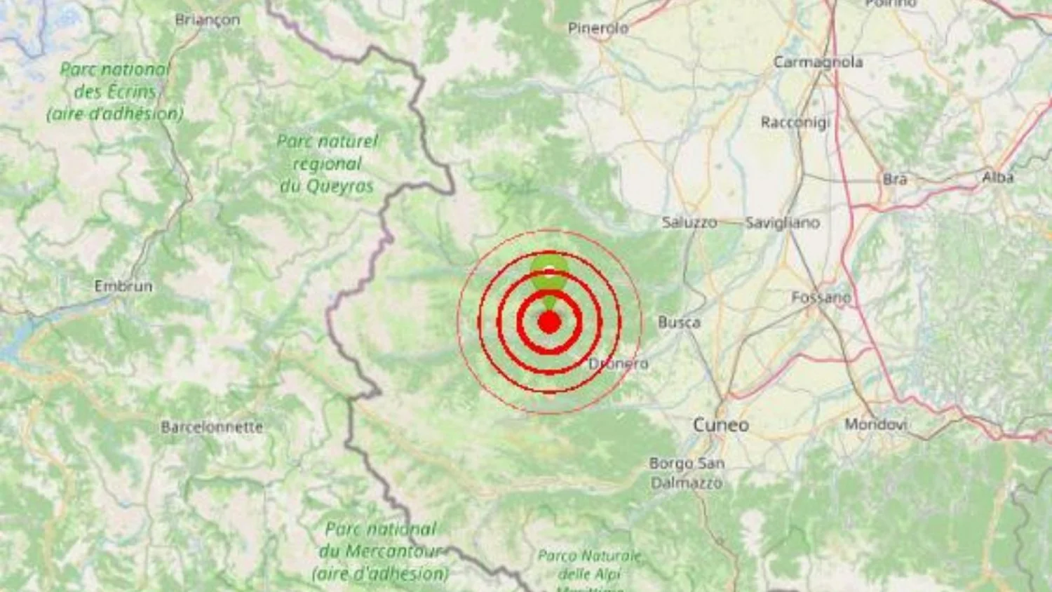 Terremoto de magnitude 3,4 em Cuneo: epicentro próximo a San Damiano Macra