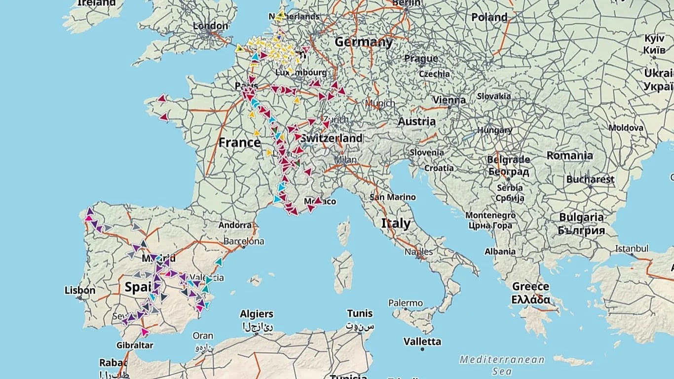 TrainTracker24: o novo mapa em tempo real que revela onde estão os comboios na França, Espanha e Bélgica