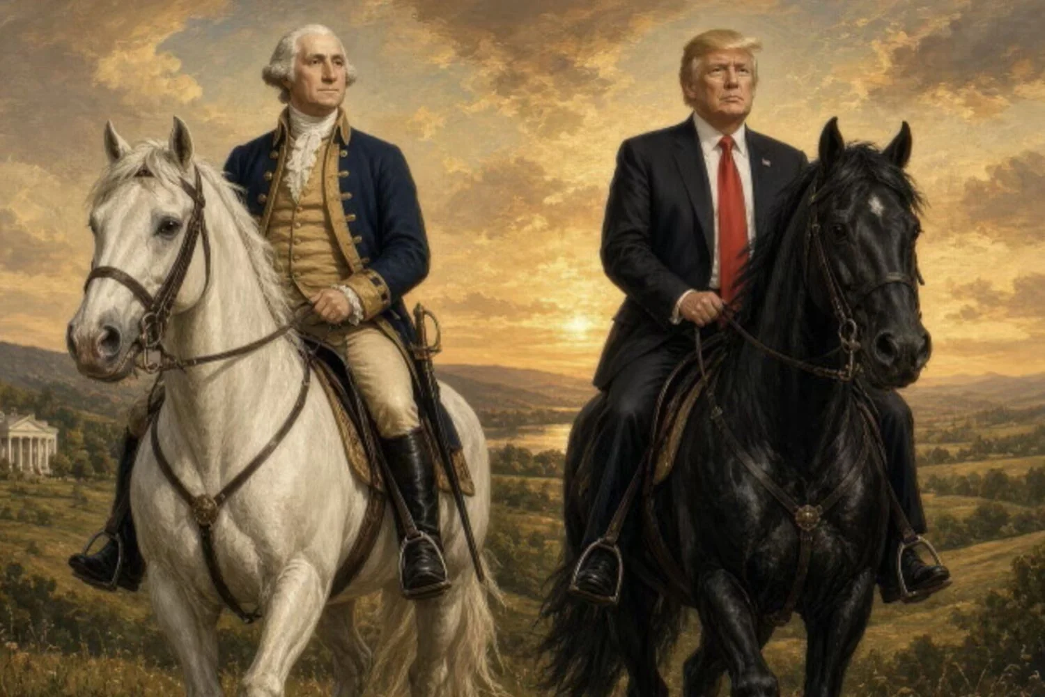 Trump publica imagem gerada por IA com George Washington em cena simbólica