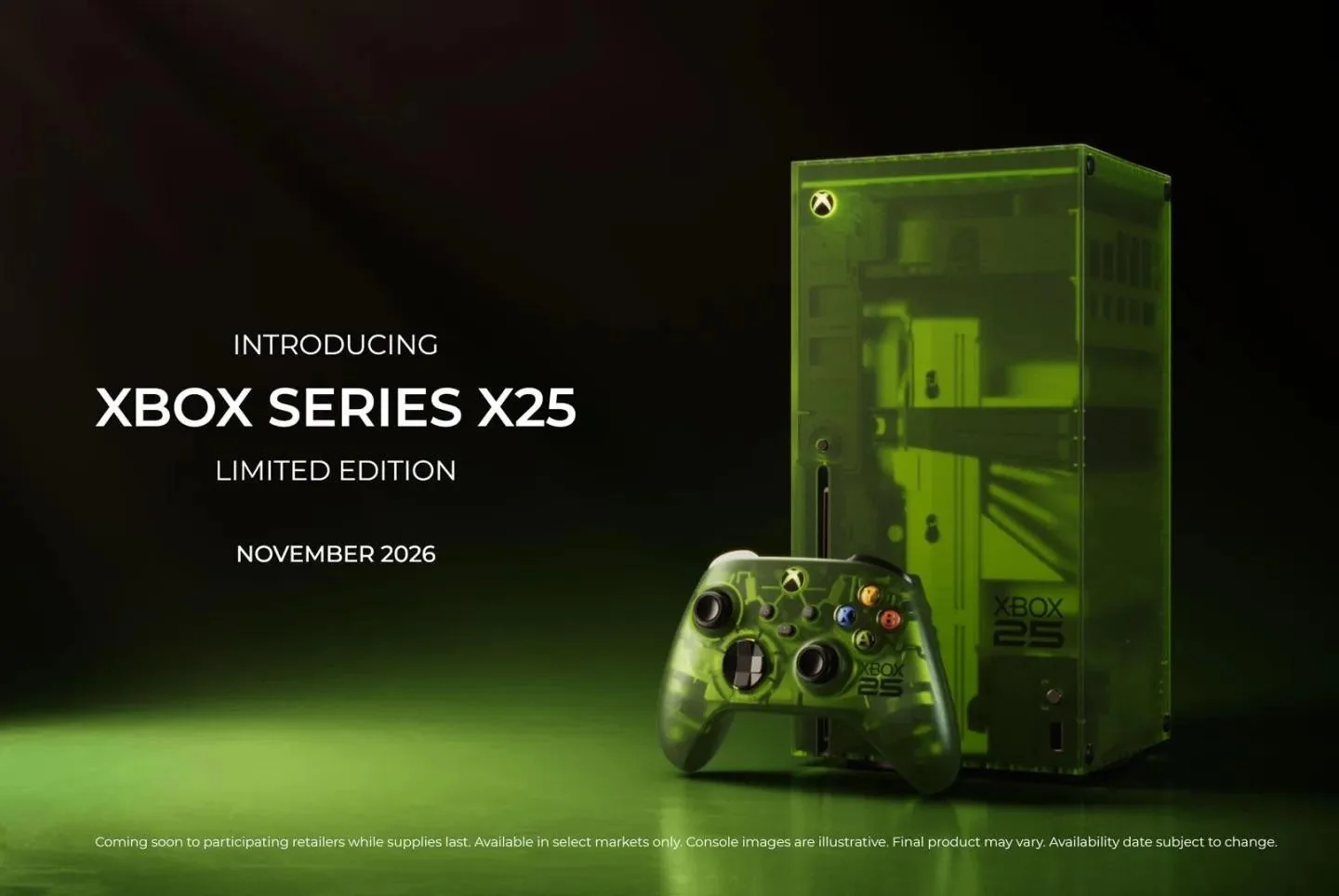 Xbox comemora 25 anos com edição limitada Series X em verde translúcido