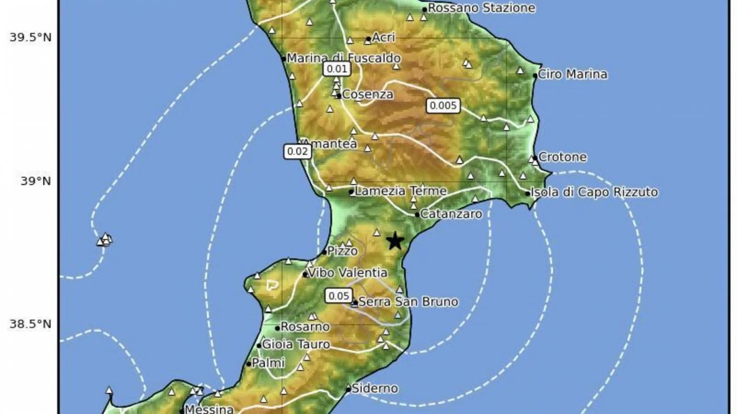 Enjambre sísmico no Catanzarese: 9 tremores em 4 horas, maior de magnitude 3,5