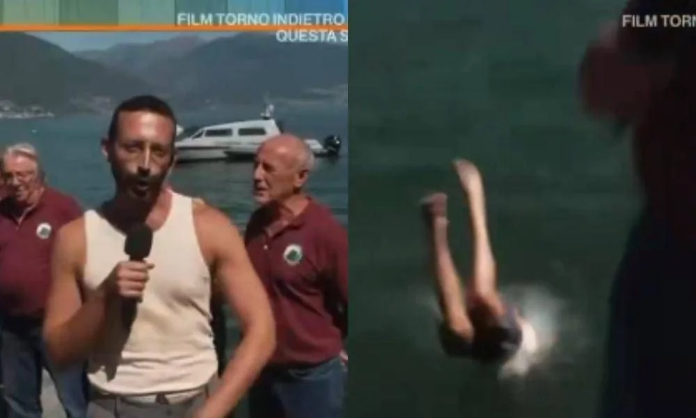 Mario Acampa se despe e pula no lago em direto na Rai 1: despedida teatral do 'Camper'