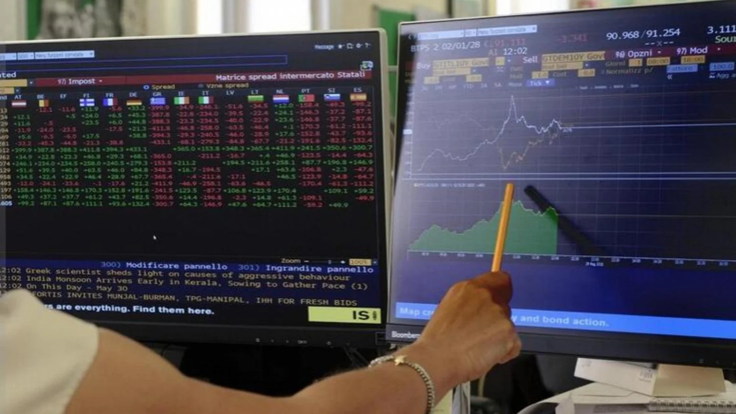 Spread Btp-Bund supera 100 pontos na Borsa Italiana pela primeira vez desde 2025; França em 119