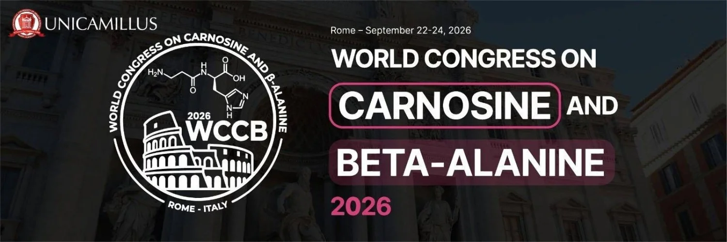 UniCamillus sedia WCCB 2026 em Roma: especialistas debatendo carnosina, β-alanina e dipeptídeos imidazólicos em envelhecimento e esporte
