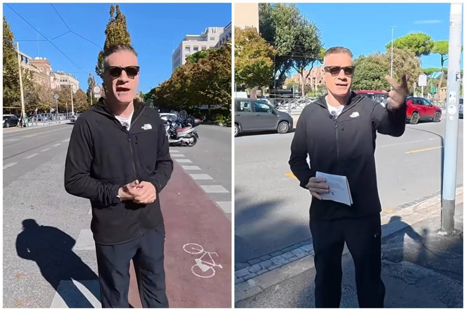 Cicalone denuncia tentativa de atropelamento em viale Aventino, em Roma