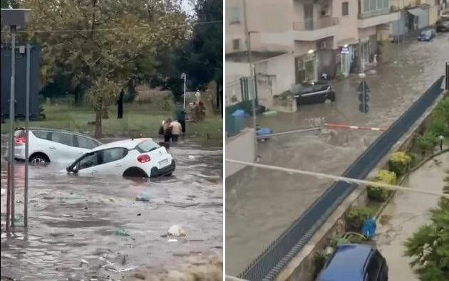 Mau tempo provoca inundações de Nápoles a Brindisi; alerta meteo arancione e escolas fechadas