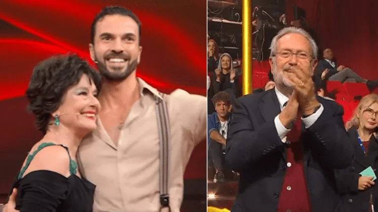 Monica Guerritore emociona e recebe standing ovation em 'Ballando con le stelle' com o marido Roberto Zaccaria na plateia
