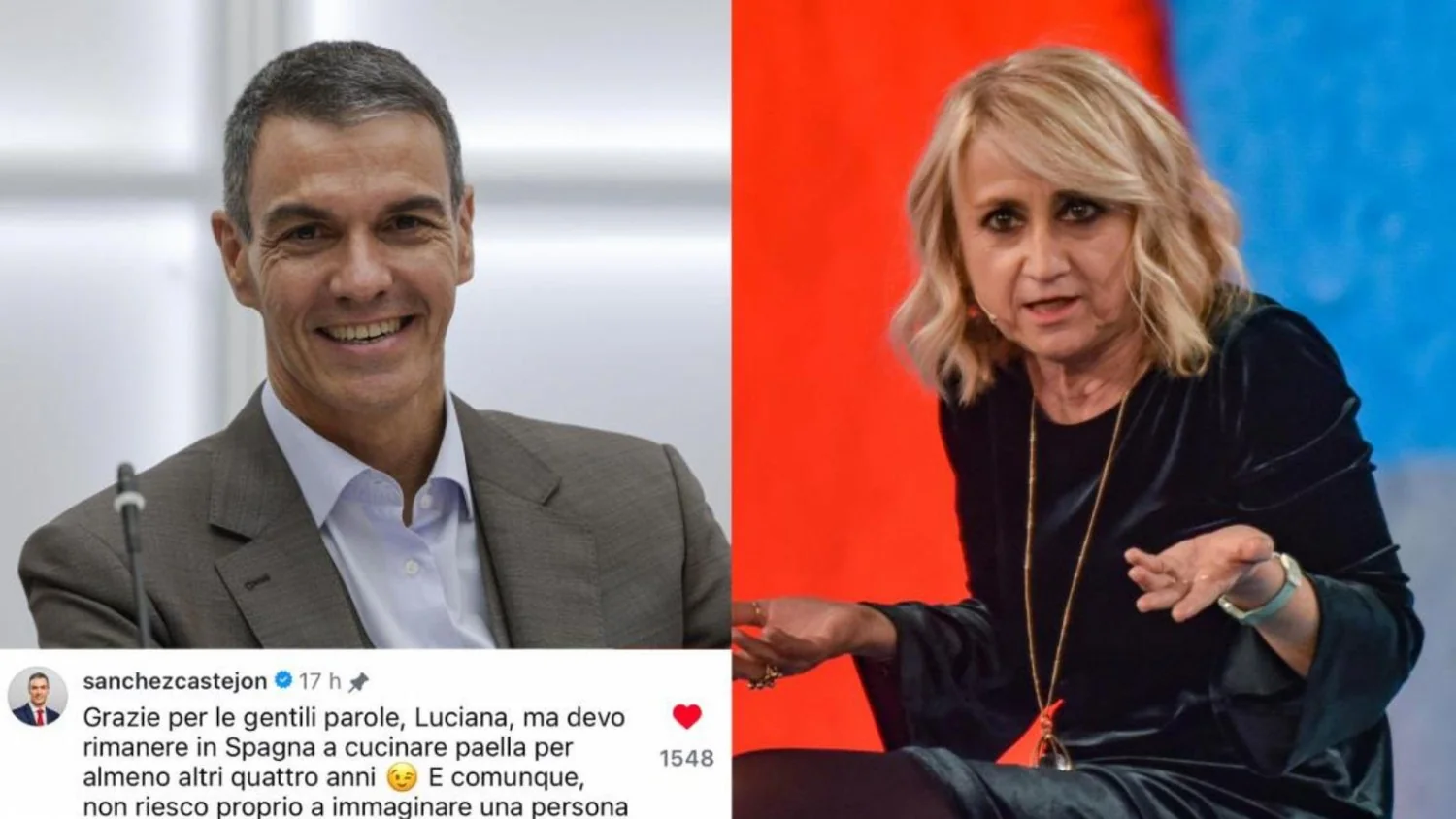 Pedro Sánchez responde a Luciana Littizzetto com ironia: “Tenho de ficar na Espanha a cozinhar paella”