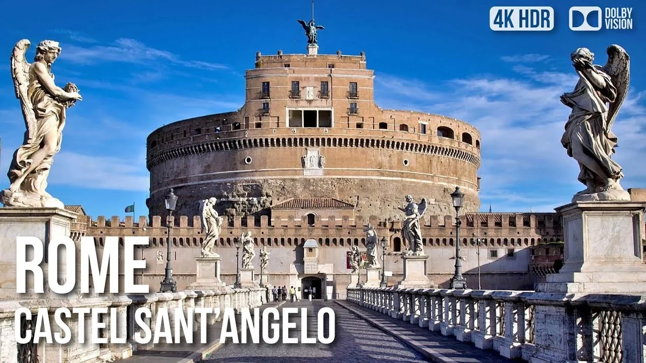 Passeio a Pé pelo Castel Sant'Angelo (Mausoléu de Adriano) em 4K HDR — Tour Imersivo
