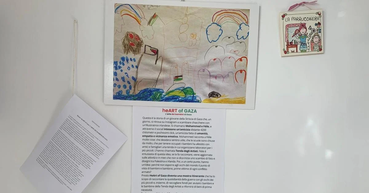 HeArt of Gaza chega a Capaccio Paestum: 43 desenhos infantis retratam a vida em Gaza