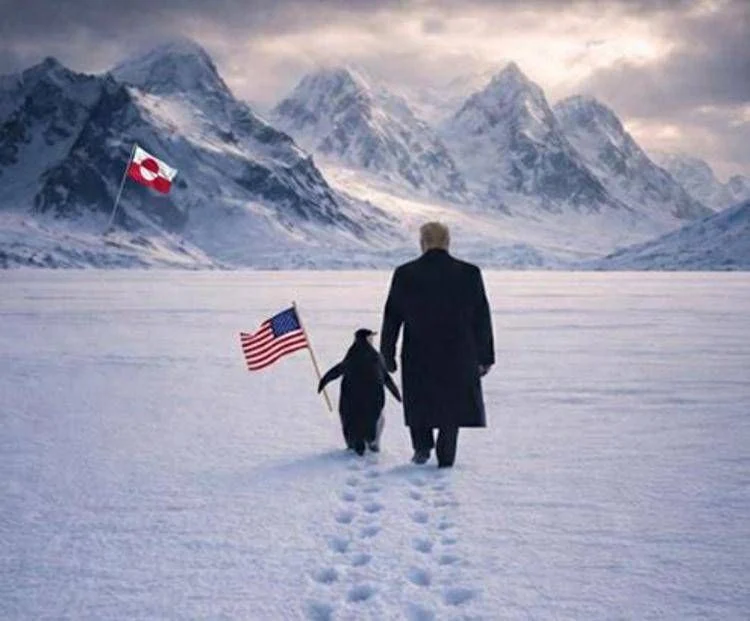 Trump, Groenlândia e o pinguim: imagem gerada por IA expõe erro da Casa Branca